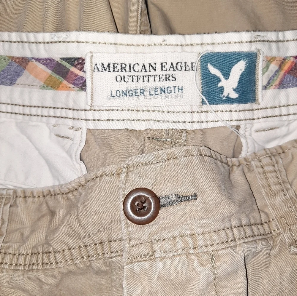 AMERICAN EAGLE WALK SHORTS 36 PREPPY KHAKI BROWN SUMMER SCHOOL  FALL UNIVERSITY